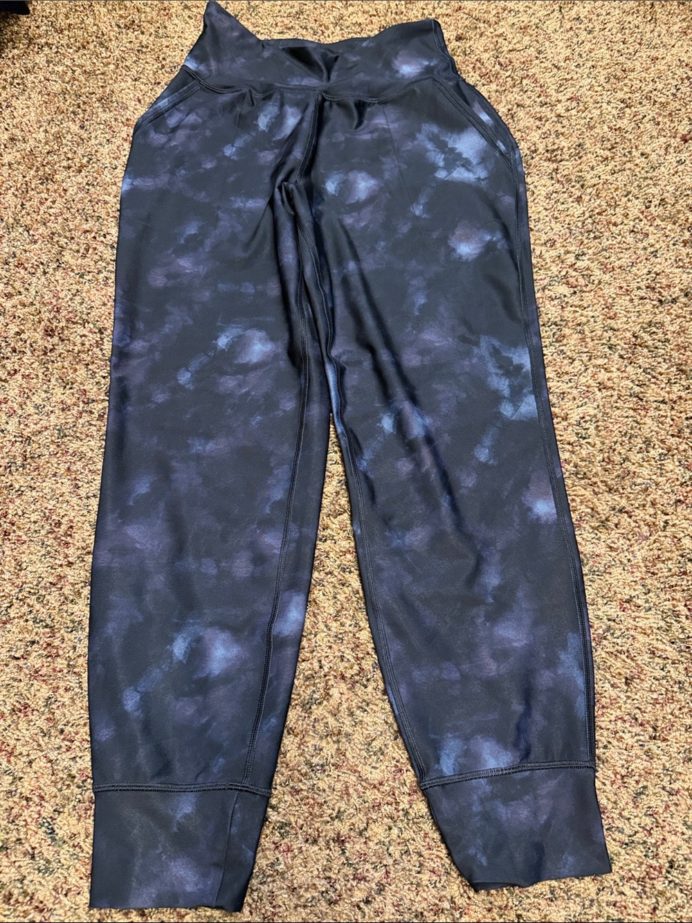 Old Navy Black Tie-Dye Jogger Pants with Subtle Purple Wash